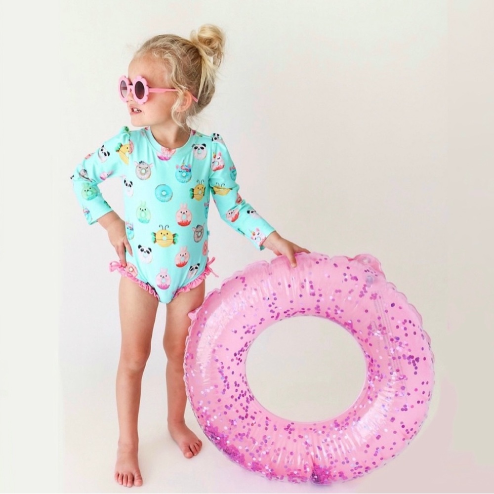 Posh Peanut Donuts Long Sleeve Ruffled Rash Guard 🍩🌊🦄🌸🌺🩷🐬🩵🧚🏻🎀💕🦋 NWT